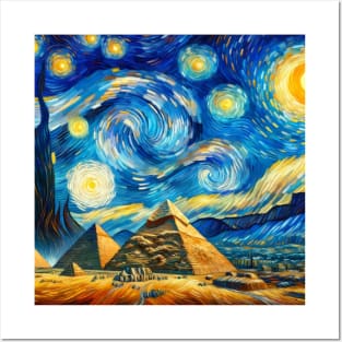 Pyramids of Giza Starry Night - Beautiful Iconic Places Posters and Art